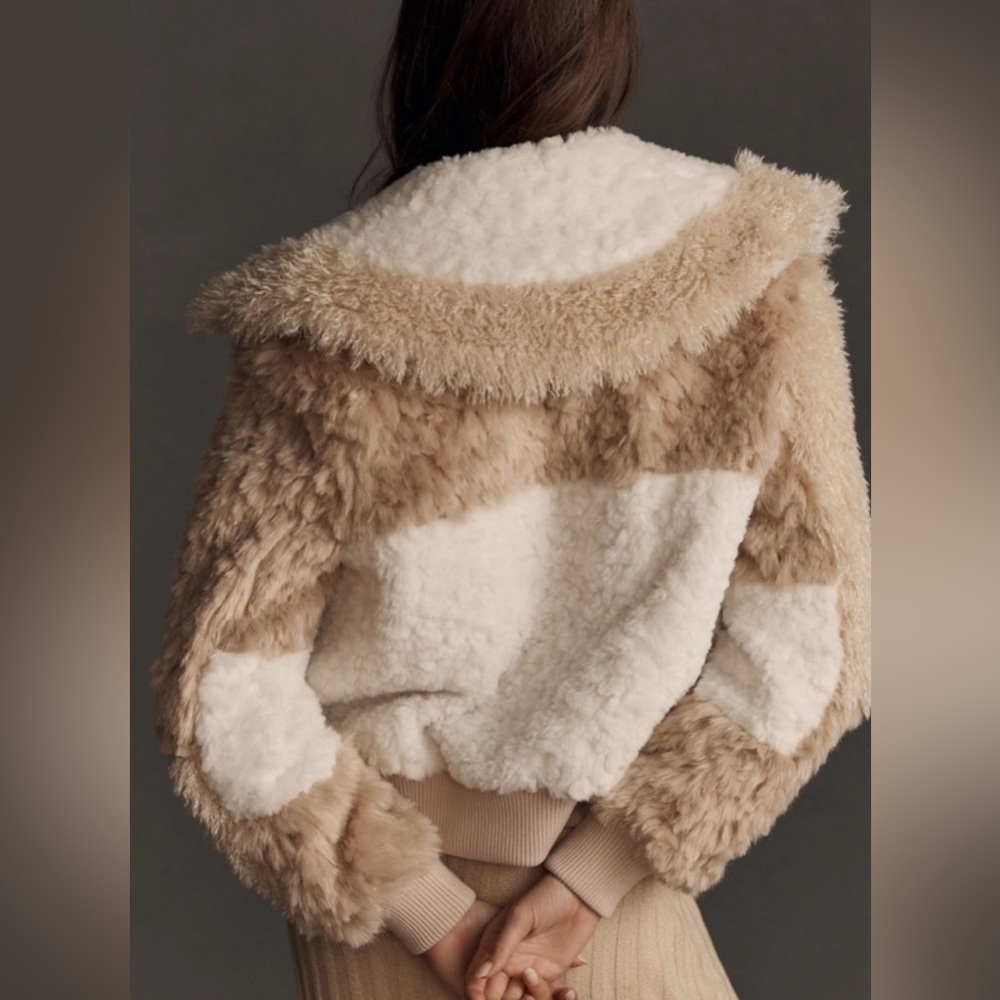 Avec Les Filles Colorblock Sherpa Bomber Jacket - Picture 2 of 7